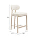 Beige bar stool with dimensions labeled on a white background