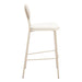 Beige bar stool with white cushioned seat on a white background