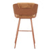 Brown bar stool with woven seat on a white background