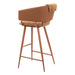 Brown bar stool with fur accents on a white background