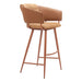 Brown bar stool with woven seat on a white background