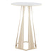 Beige high table with a white round top on a white background