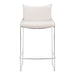 White bar stool with a cushioned seat on a white background