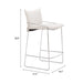 White bar stool with dimensions on a white background