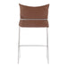 Brown cushioned bar stool with metal frame on a white background