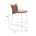 Brown bar stool with dimensions on a white background