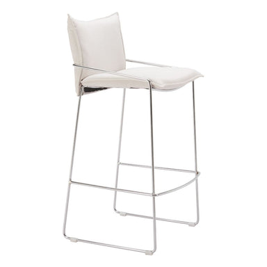 White bar stool with metal frame on a white background