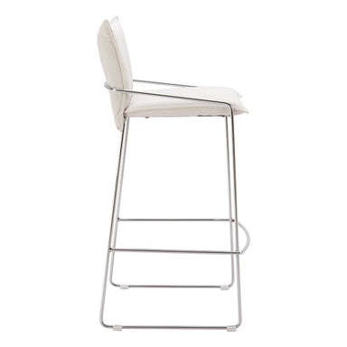 White bar stool with metal frame on a white background