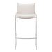 White bar stool with a cushioned seat on a white background
