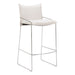 White bar stool with a metal frame on a white background