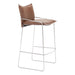 Brown bar stool with metal frame on a white background