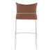 Brown leather bar stool with metal legs on a white background