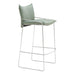 Green bar stool with metal frame on a white background