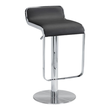Black bar stool with chrome base on a white background
