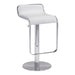 White bar stool with a chrome base on a white background