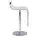 Chrome bar stool with a white seat on a white background