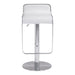 White bar stool with a chrome base on a white background