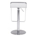 Chrome bar stool with white cushioned seat on a white background