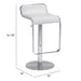 White bar stool with dimensions labeled on a white background