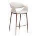 White bar stool with brown legs on a white background