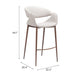 White bar stool with dimensions on a white background