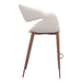 Modern chair with white cushioned backrest and wooden legs on a white background
