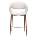 White bar stool with wooden legs on a white background