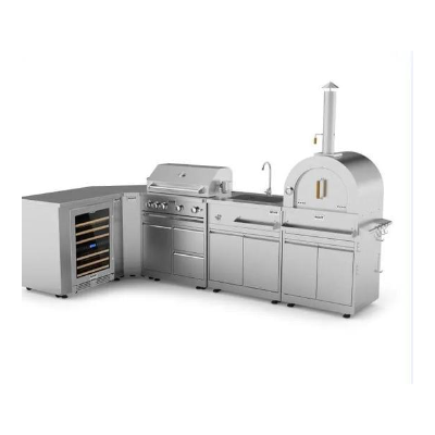 Stainless Steel Grill Center Natural Gas Grill with Rotisserie, Sear Burner, and Side Burner