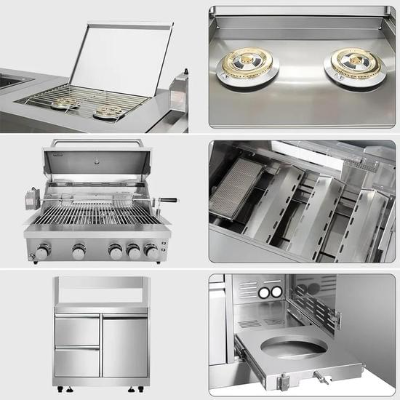 Grill Island Natural Gas Grill with Sear Burner and Pizza Oven