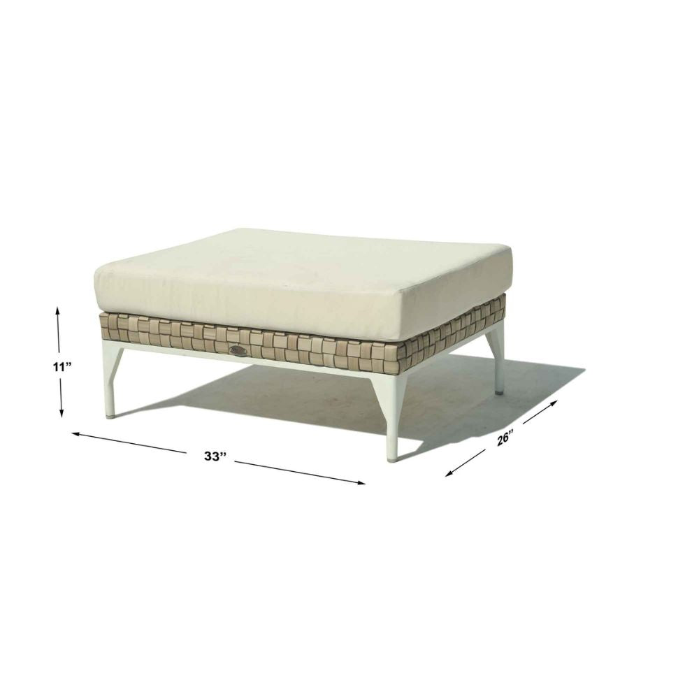 Rectangular ottoman with dimensions labeled on a white background