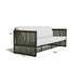 Outdoor sofa with dimensions on a white background