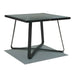 Black metal table with a minimalist design on a white background