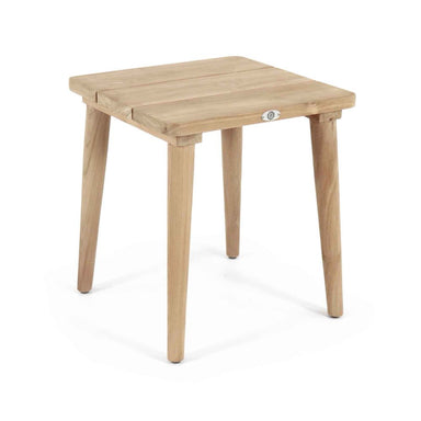 Wooden side table on a white background