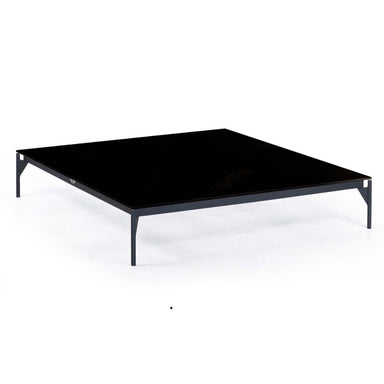 Black square coffee table on a white background