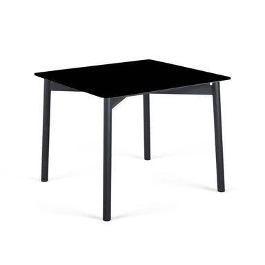 Black rectangular table on a white background