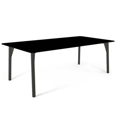 Black rectangular table on a white background