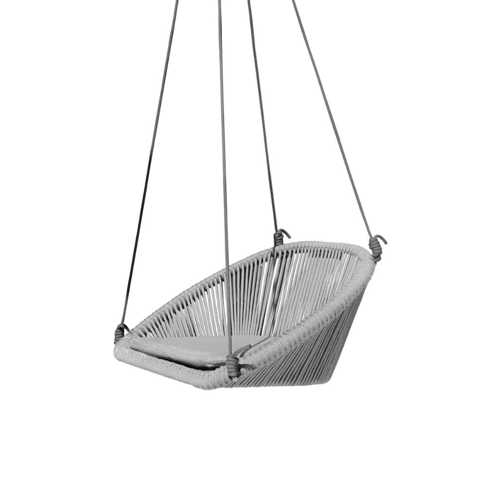Gray hanging chair with ropes on a white background