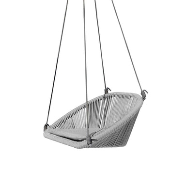 Gray hanging chair with ropes on a white background