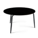 Round black coffee table on a white background