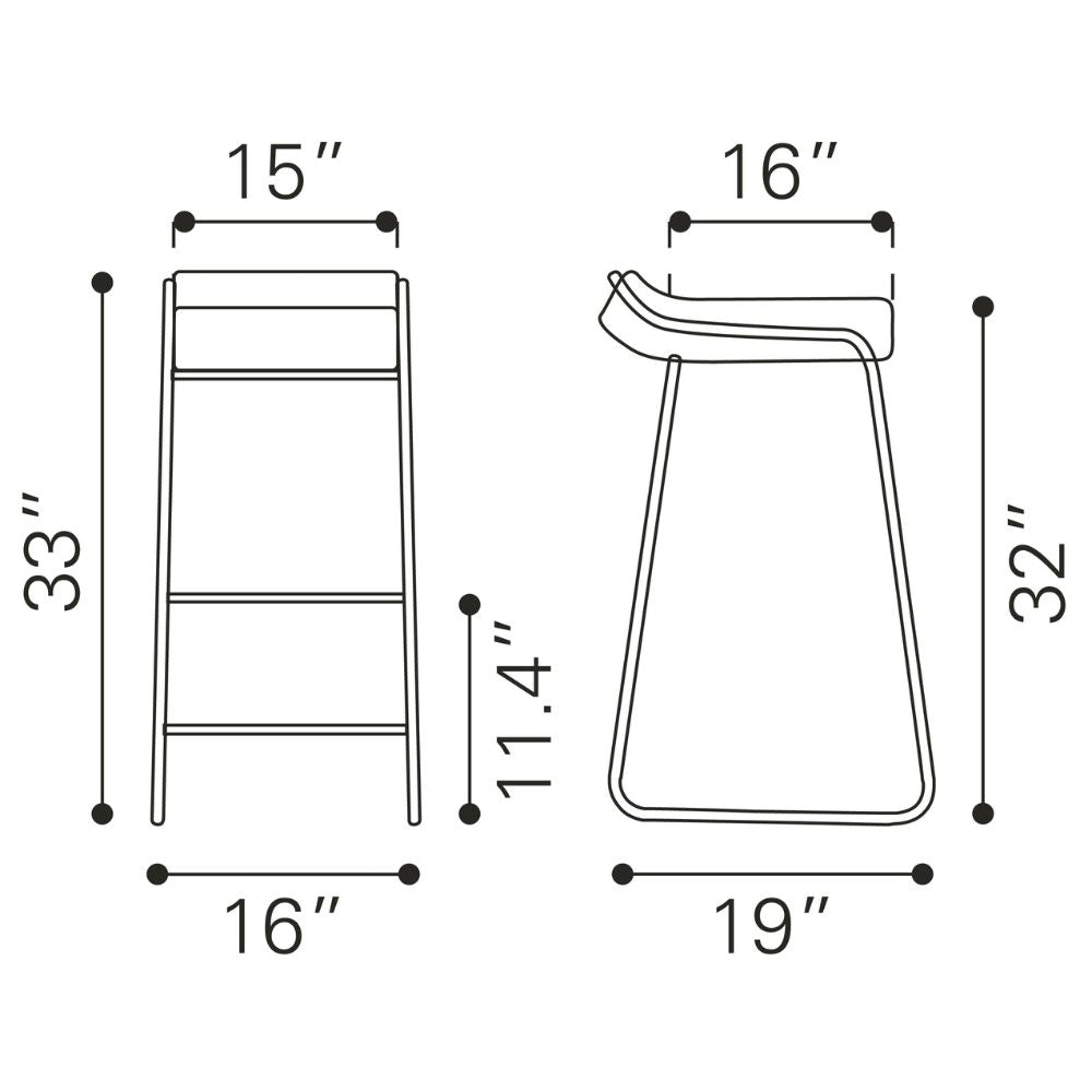 Wedge Barstool (Set of 2) Black