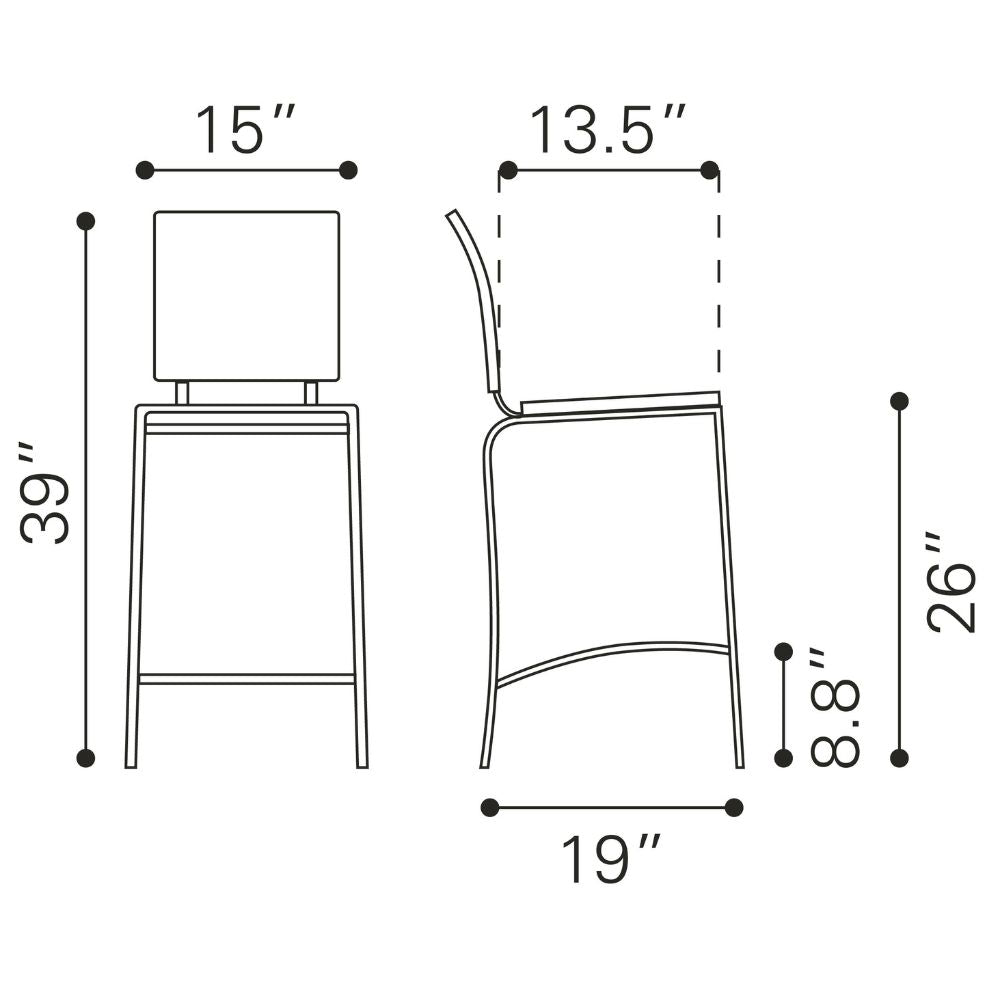 Criss Cross Counter Stool (Set of 2) Black