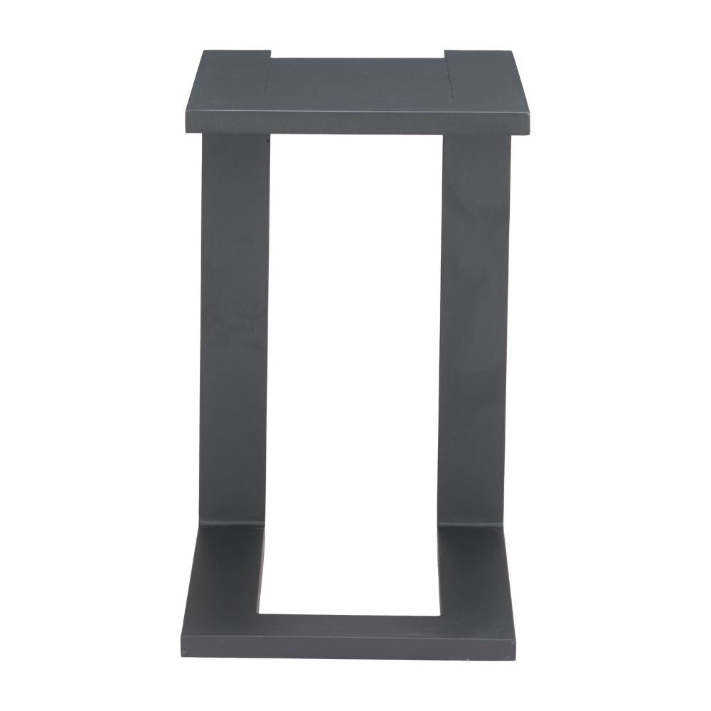 Dark gray side table on a white background
