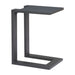 Modern black metal side table on a white background