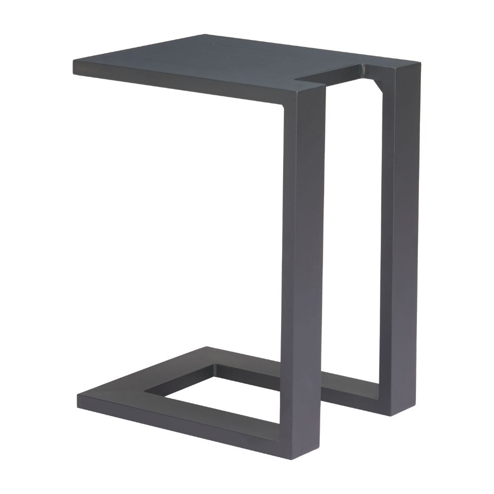 Modern black side table on a white background