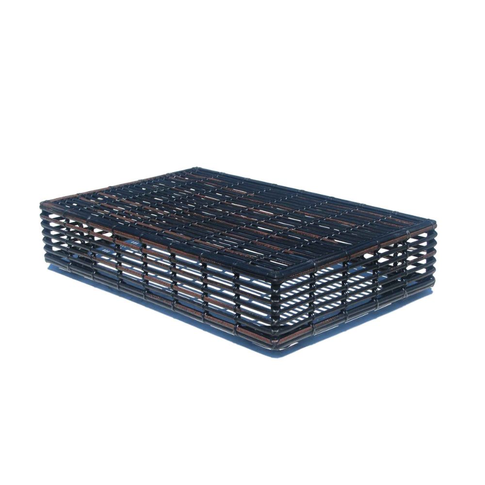 Blue plastic crate on a white background