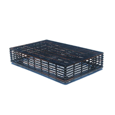 Blue plastic crate on a white background