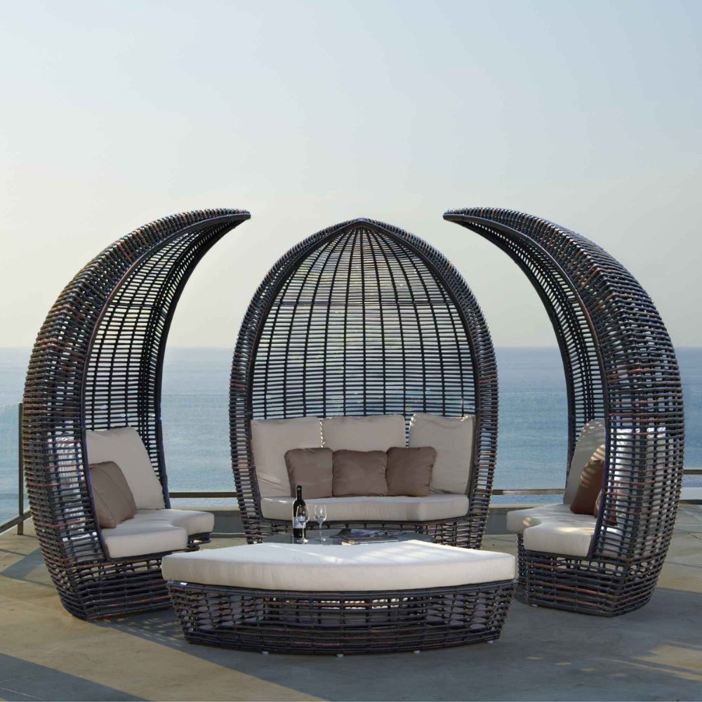 Halo Daybed with Sunbrella Cushions - Black Mushroom