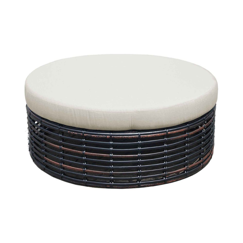 Halo Ottoman with Sunbrella Cushions - Black Mushroom