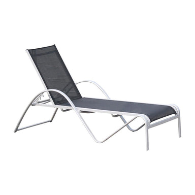 Black lounge chair with white frame on a white background
