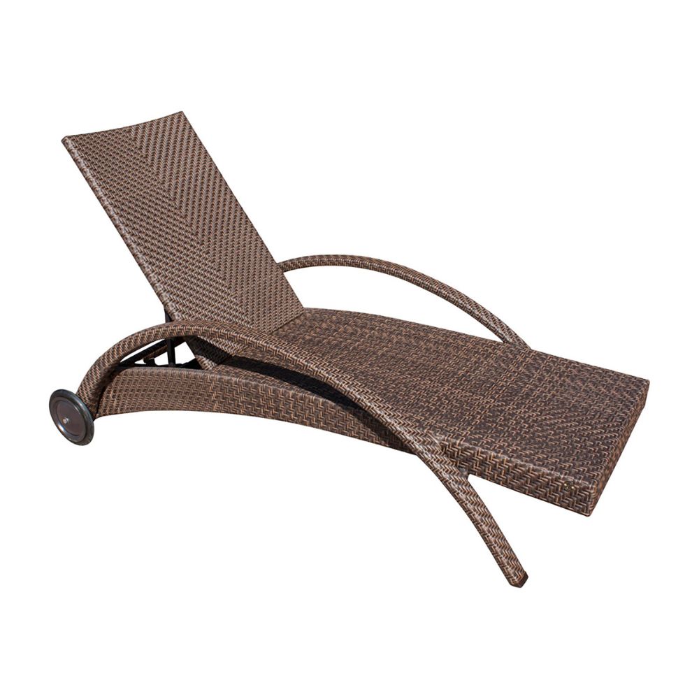 Brown wicker lounge chair on a white background